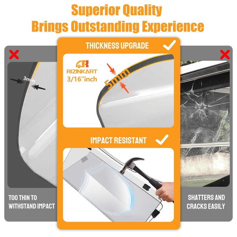 Club Car Precedent Windshield,Customize 5MM Thicken Windshield Replacement Fits Golf