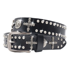 EVERBLTING Studded Belt Skull Y2k Belts y2k studded belts Emo Belt Y2k Punk Skull Belt y2k Genuine Leather Studded Belt 105