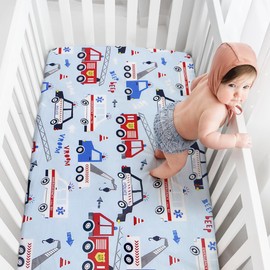 Baby Fitted Sheet for Cot 140 x 70 cm 100% Soft Cotton Mattress Protector Jersey (Dinosaur, Cars)