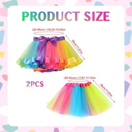 GMHLLES 2 Pack Neon Tutu Skirts for Women Soft Comfortable Elastic Waist Perfect for 80s Fancy Dress Parties Festivals