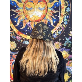 Celestial Witchy Mushroom Handmade Cotton Head Band,Stretchy Bohemian Style Hair Wrap, Hippie Boho Cute Bandana, Earth Tone, Hair Accessories - Colour: Green