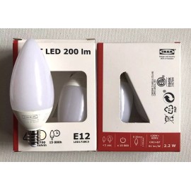 IKEA RYET LED bulb E12 200 lumen 2packx2/4 Bulbs 35mmX91mm, 2.2W, 120V~60HZ