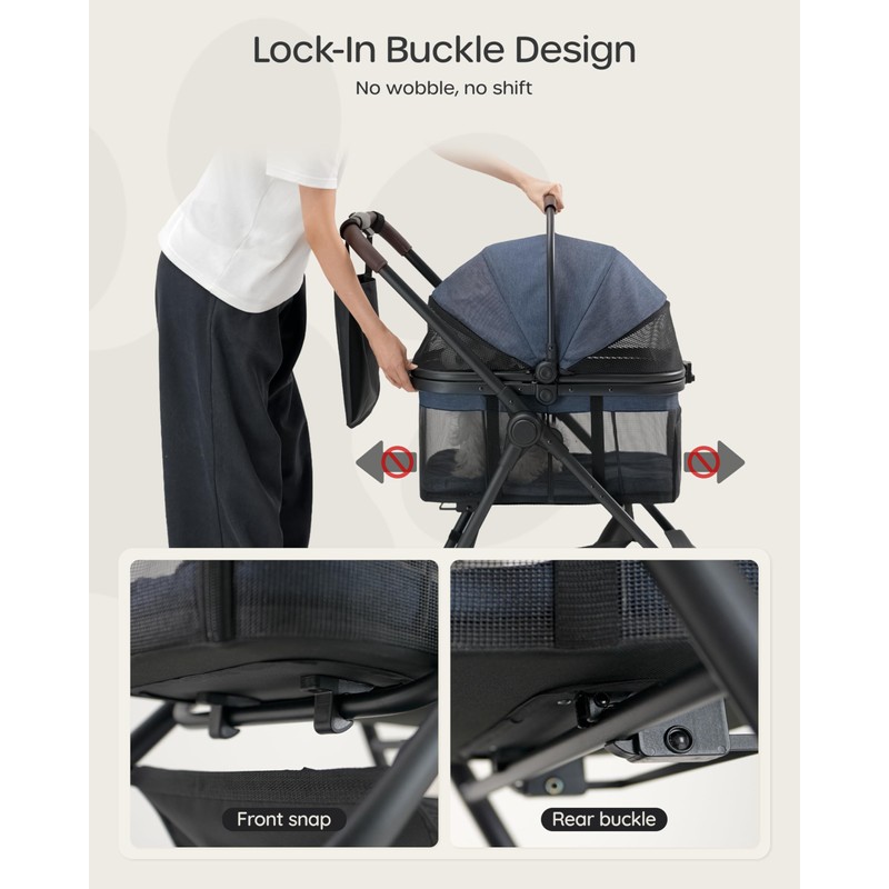 OJCME 3 in 1 Pet Carrier Stroller with Detachable Carrier,