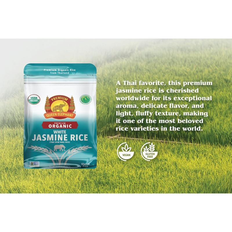 Pack of 6 Queen Elephant Premium Organic White Jasmine Rice
