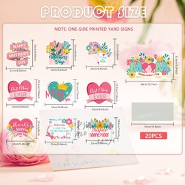 Mother's Day Yard Signs with Stakes Best Mom Ever Thanks Mom Party Supplies Flower Bouquet Basket Lawn Outdoor Decor Floral Backdrop Garden Street Ornaments Set of 10 for Mother's Day Decor