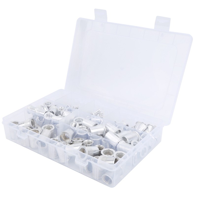 175pcs Rivet Nut Set Flat Head Aluminium Nutsert Assortment with