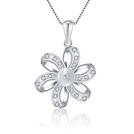 LGSY CZ Flower Pendants for Pearl Sterling Silver