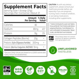 Orgain Hydrolyzed Collagen Peptides + Prebiotic & Probiotics Powder for Women & Men, 20g Grass Fed Collagen, 1 Billion CFU - Supports Digestive, Hair,