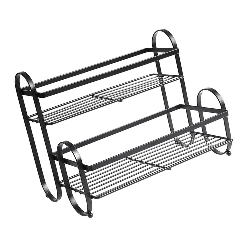 Metal Desktop Storage Rack 2 Tier Prevent Slip Multifunction Metal