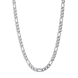 U7 Men Women Stainless Steel 3mm Wide Chain Necklace Figaro Chain 20 Inch