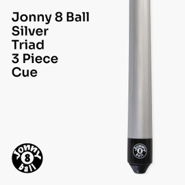 Jonny 8 Ball TRIAD 57 Inch 3 Piece Length Adjustable Snooker and Pool Cue and Case Set 9.5mm Tip Black Soft Case - Shorten to 47 Inches (Silver)