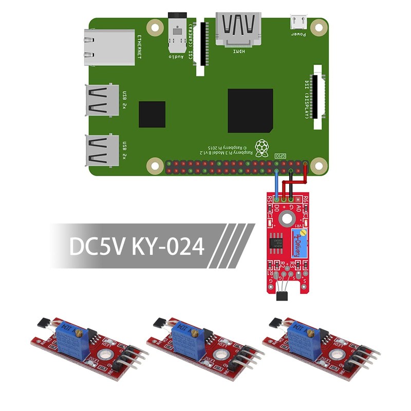 eMagTech 5PCS KY-024 Linear Magnetic Hall Effect Sensor Module Compatible