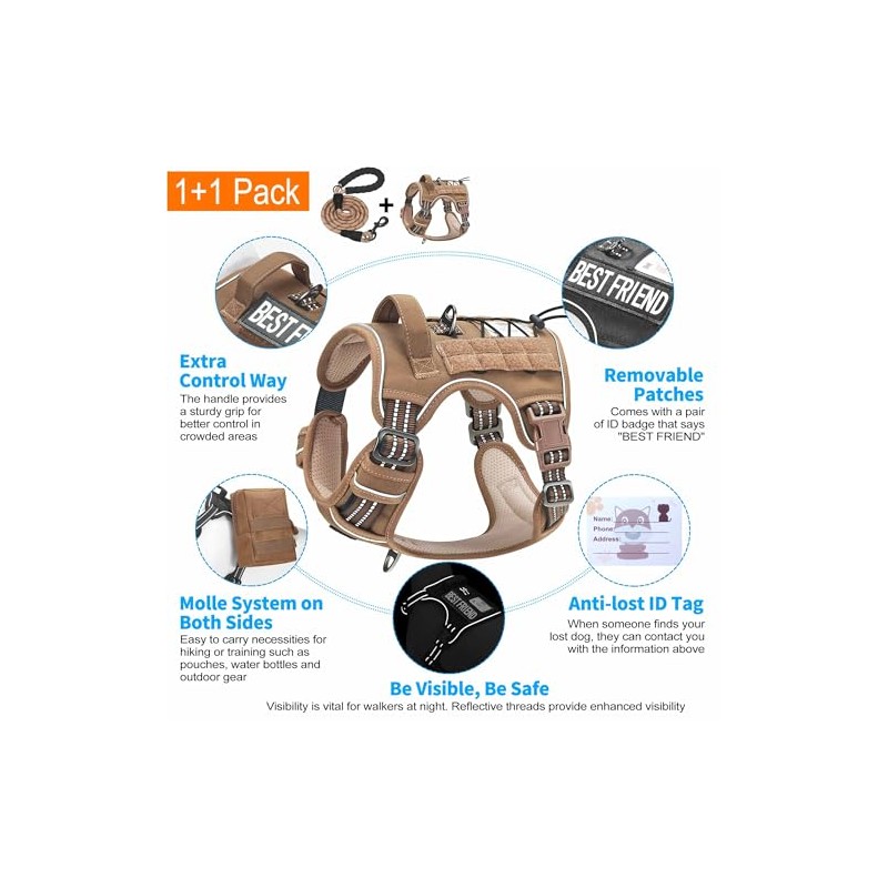 Beebiepet Arnés Táctico Resistente Chaleco Militar K9 para Perros Grandes