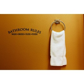 Bathroom Rules Wash Brush Floss Brush Teeth Laundry Scrub A Dub Dub Laundry Soap Washer Dryer Clean Shorts Pant Sock Shoes Tooth Paste Surprises Girl Boy Wall Decal Sticker - Size: 13 Inch x 29 Inch