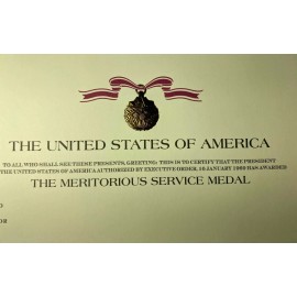 ARMY Meritorious Service Medal Certificate (MSM) - Blank