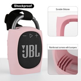 TXEsign Silicone Case Compatible with JBL Clip 4 - Portable Mini Bluetooth Speaker Stand Up Protective Carrying Case Cover for JBL Clip 4 (Pink)