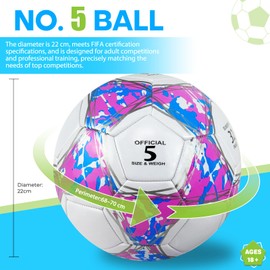 Size 5 Football Unisex - Adult Hybrid Training Football for Children and Adults Football Fans Items Football Lovers Birthday Gift Regular Play (Pink, Size 5)