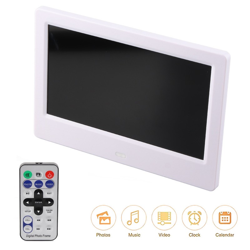 Digital Photo Frame White 7in IPS Screen 1024x600 HD Electronic