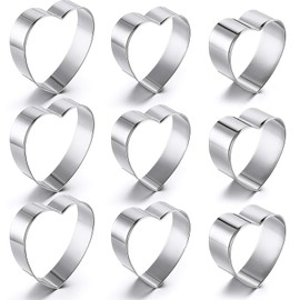 Boao Valentine's Heart Cookie Cutter Set, 9 Pieces Stainless Steel Heart Shaped Cookie Cutters Mold Biscuit Pastry Cutters, 3.25 inch, 2.75 inch, 2.25 inch