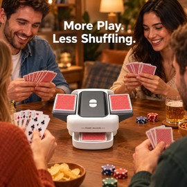 Rechargeable Automatic 2-Deck Card Shuffler, 1200mAh Cordless Electric Poker Shuffle Machine with Type-C Charging