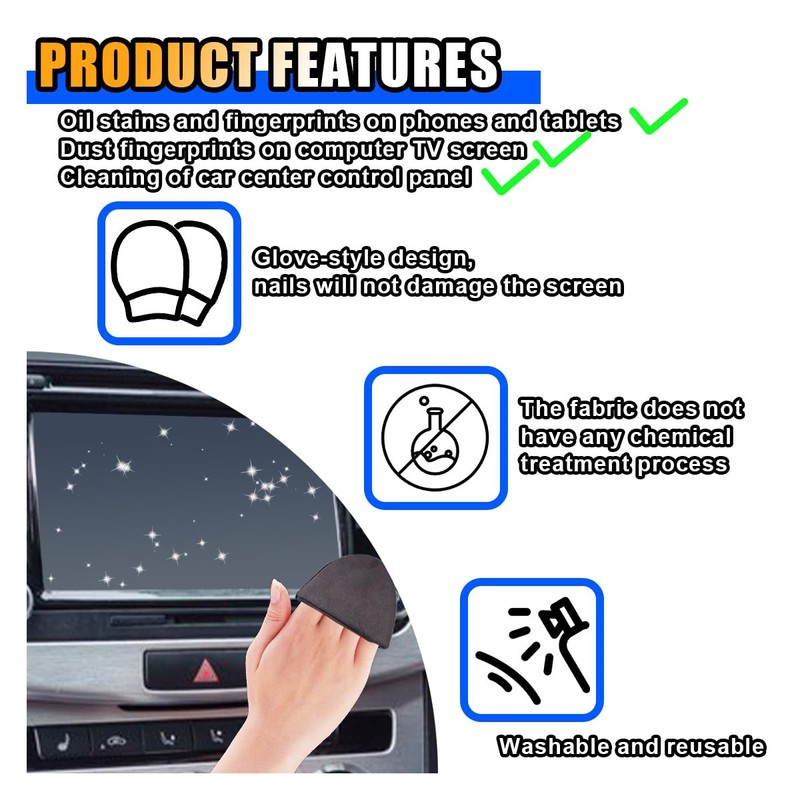 Triangle Car Touch Screen Cleaner Cloth, Microfiber Cleaning Pad Car