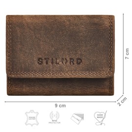 STILORD 'London' Mini Wallet Women's Small Leather Wallet Men's with RFID Protection Purse Vintage Wallet Genuine Leather – Ideal Size for Pocket and Handbag, Medium - Brown, coin purse