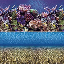 Vepotek Aquarium Background Ocean Seabed /Coral Reef Double sides (48WX24H)