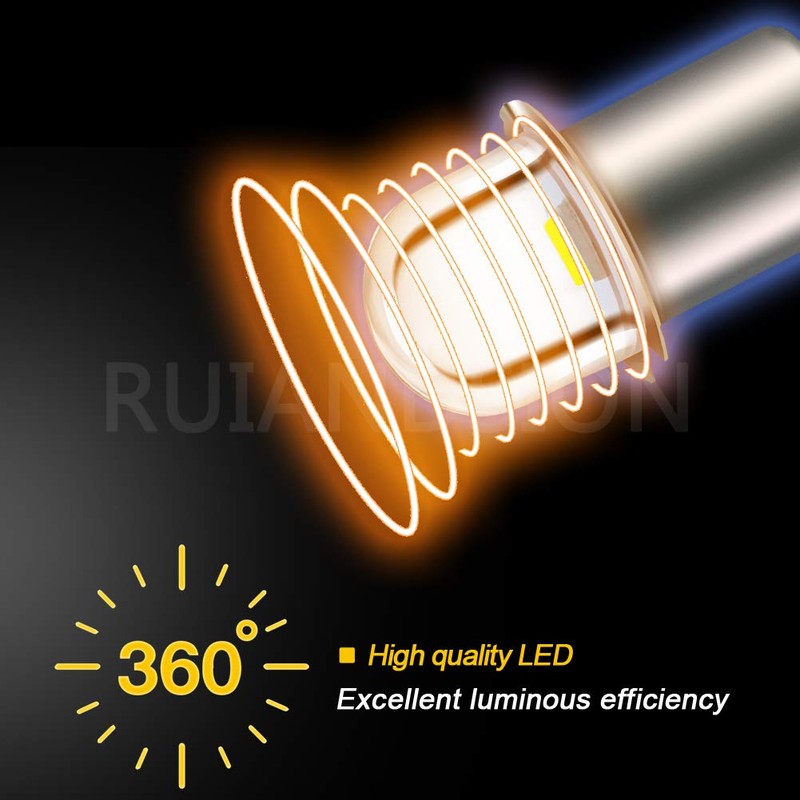 Ruiandsion LED Flashlight Bulb 3V P13.5S Base Socket White LED