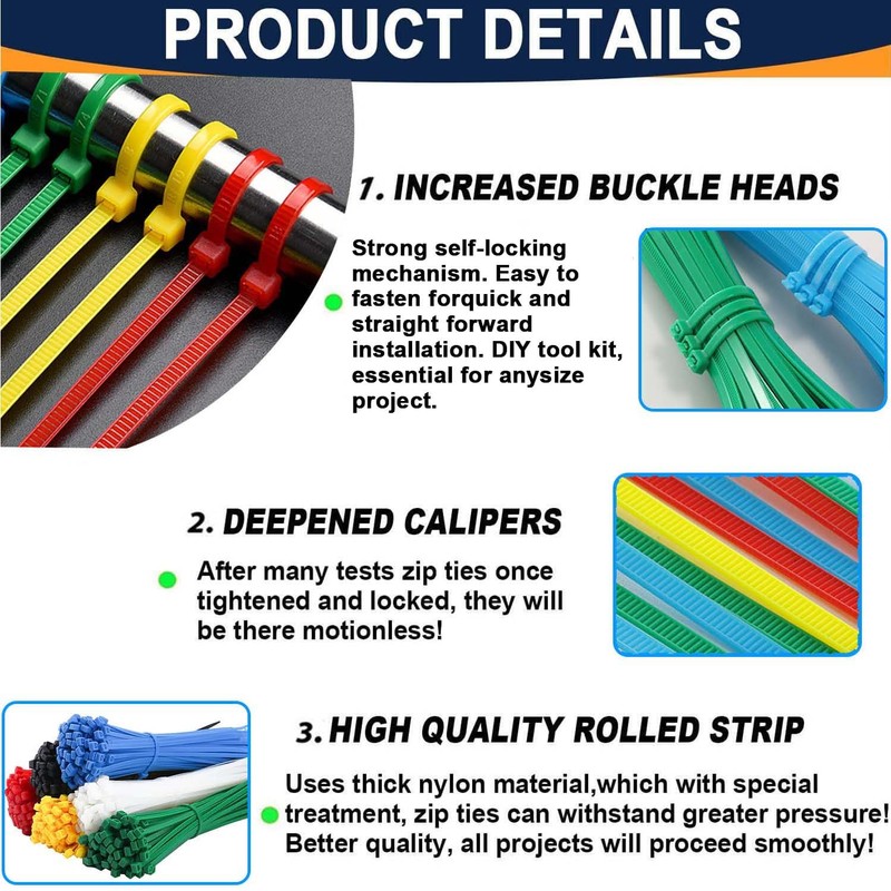 Cable Ties, 450mm x 7.6mm, Pack of 50, Yellow Premium