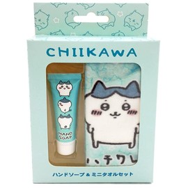 Wreath 111344 Chiikawa Hand Soap & Mini Towel Set, Hachiwale, Muchauma Pudding Scent