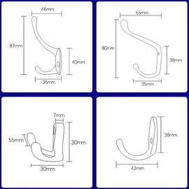 Coat Hooks, Matte Black Up and Down Hooks, Heavy Duty Retro Coat Hooks, Bag Hangers for Bedroom, Bathroom, Kitchen (Pack of 4)