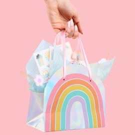 xo, Fetti Rainbow Gift Bag Set - 10 pcs. | Birthday Party Gift, Colorful Bachelorette Bag, Bach Party Favor, Kids Bday Decoration, Fun Event Gift Wrap