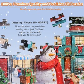 100 Piece Puzzles for Kids Ages 4-6 8-10 Christmas Puzzle - Welcome Christmas Jigsaw Puzzle Unique & Interlocking Pieces Puzzles for Kids Ages 4-8 Educational Puzzles Toys Gifts for Girls Boys