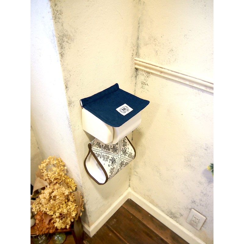 オカトー TOL(ツリーオブライフ) ペーパーホルダーカバー ブルー 約36×18cm ペイズリー柄