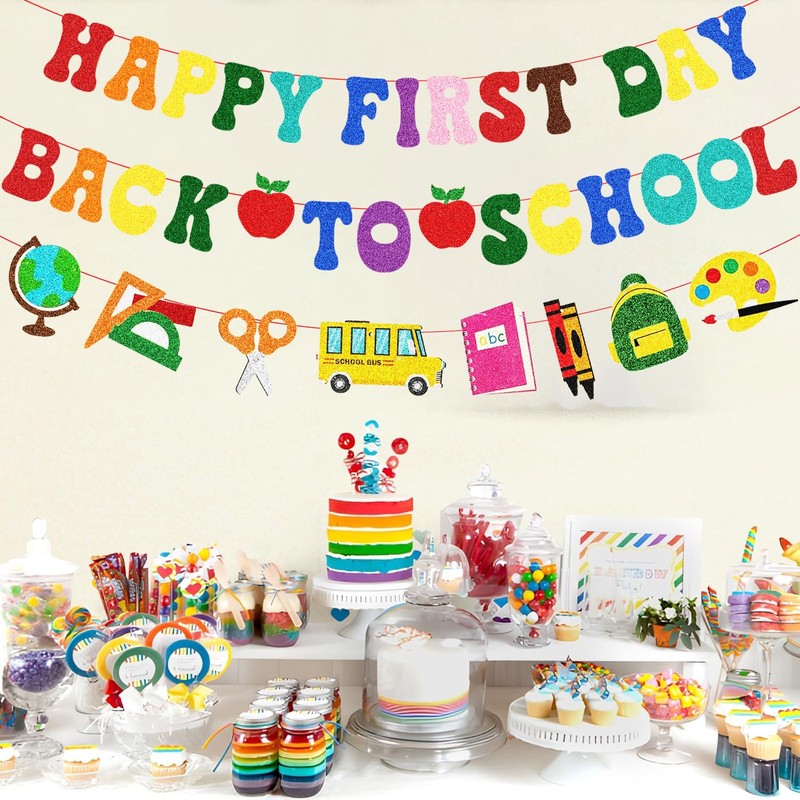 Happy First Day Back To School Banner Decorations for Home