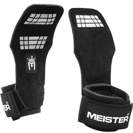 Meister Elite Leather Weight Lifting Grips w/Gel Padding (Pair) - Small/Medium