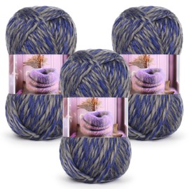 Katech Bulky Yarn for Crocheting-Soft Thick Yarn with Vibrant Colors-3 Pack of 3.52oz/100g-Acrylic-#4 Worsted (Medium)-Perfect for Blankets, Scarves, Shawls and Garments-(Midnight Plum)