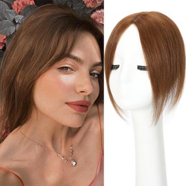 Hair Toppers for thinning hair Women Real Hair Toppers for Women 10inch Swiss Base Human Hair Topper (Light Brown, 10inch)
