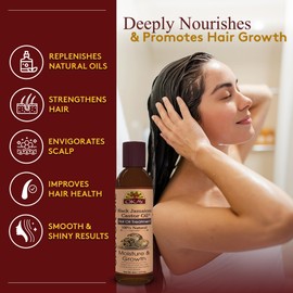 OKAY 100% Natural Black Jamaican Castor Hot Oil Hair Treatment - Castor Oil for Dry Damaged Frizzy Hair, Pure Therapy Blend with Jojoba for Men & Women - 6 oz (Pack of 1)