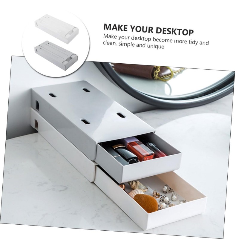 CAXUSD 2pcs Multi-purpose Desktop Storage Box Stackable Storage Drawer for