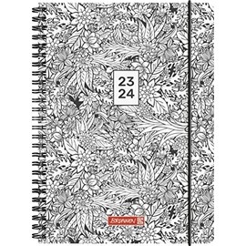 BRUNNEN ZENart School Calendar 2023/2024 2 Pages = 1 Week A5 Black/White