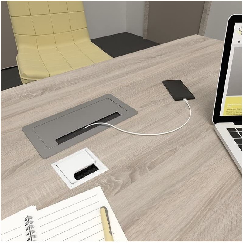 Pack of 2 Aluminium Cable Pass 80 x 80 mm