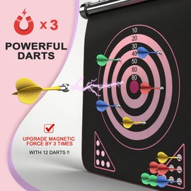 ALREMXUO Magnetic Dart Board for Kids, Dartboard Games, Toys for Teens Boys Girls Age 6 7 8 9 10 11 12 13 14 15 16 Years, Gifts Ideas for Christmas, Birthday, Easter, Room Decor, Pink