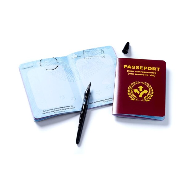 Passport to undertake my new life - Original and personalised gift, guest book to encourage a contractor/business/colleague or friend who is starting their business