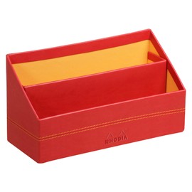 RHODIA 318943C - Poppy Mail Holder - 25x10x14 cm - Orange Saddle Stitching - Faux Leather Exterior - Rhodiarama Home Office Collection - Office Organization & Designer Storage