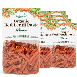 Food to Live Organic Red Lentil Penne Pasta, 8.8 OZ (Pack of 14) – Non-GMO, Single Ingredient. No Additives. No Major Allergens. Good Source of Plant Based Protein and Fiber. Made in Italy