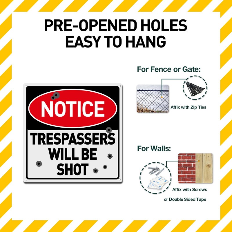 BTHUKO Notice Trespassers Will Be Shot Aluminum Composite Outdoor Sign