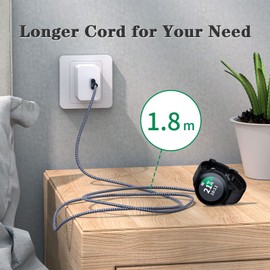 Ladekabel für Garmin Fenix 7 7S 7X Pro Plus 6 6S 6X 6X 5 5S 5X Plus, Nylon Schnellladekabel 1.8M ladegerät für Forerunner 245 735 935 955 45,Vivoactive 3 4 4S,Approach S40 S60 G12 S12 S42 Venu 2 2S SQ