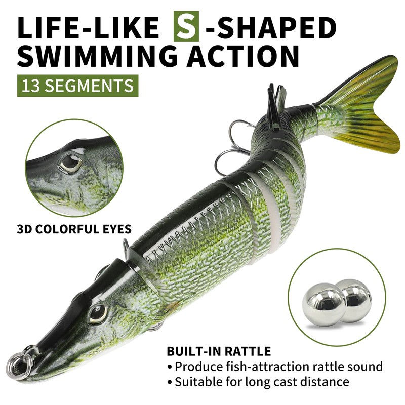 TRUSCEND Señuelos de Buceo para Pesca,Multi Jointed Swimbaits Lento Hundimiento