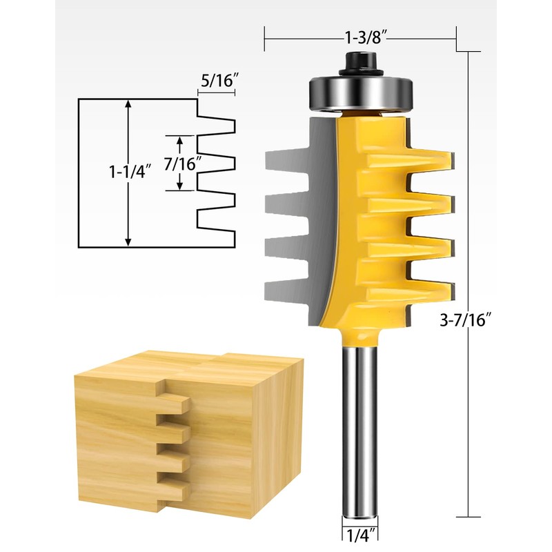 1/4-Inch Shank Tongue and Groove Router Bits Set & Reversible